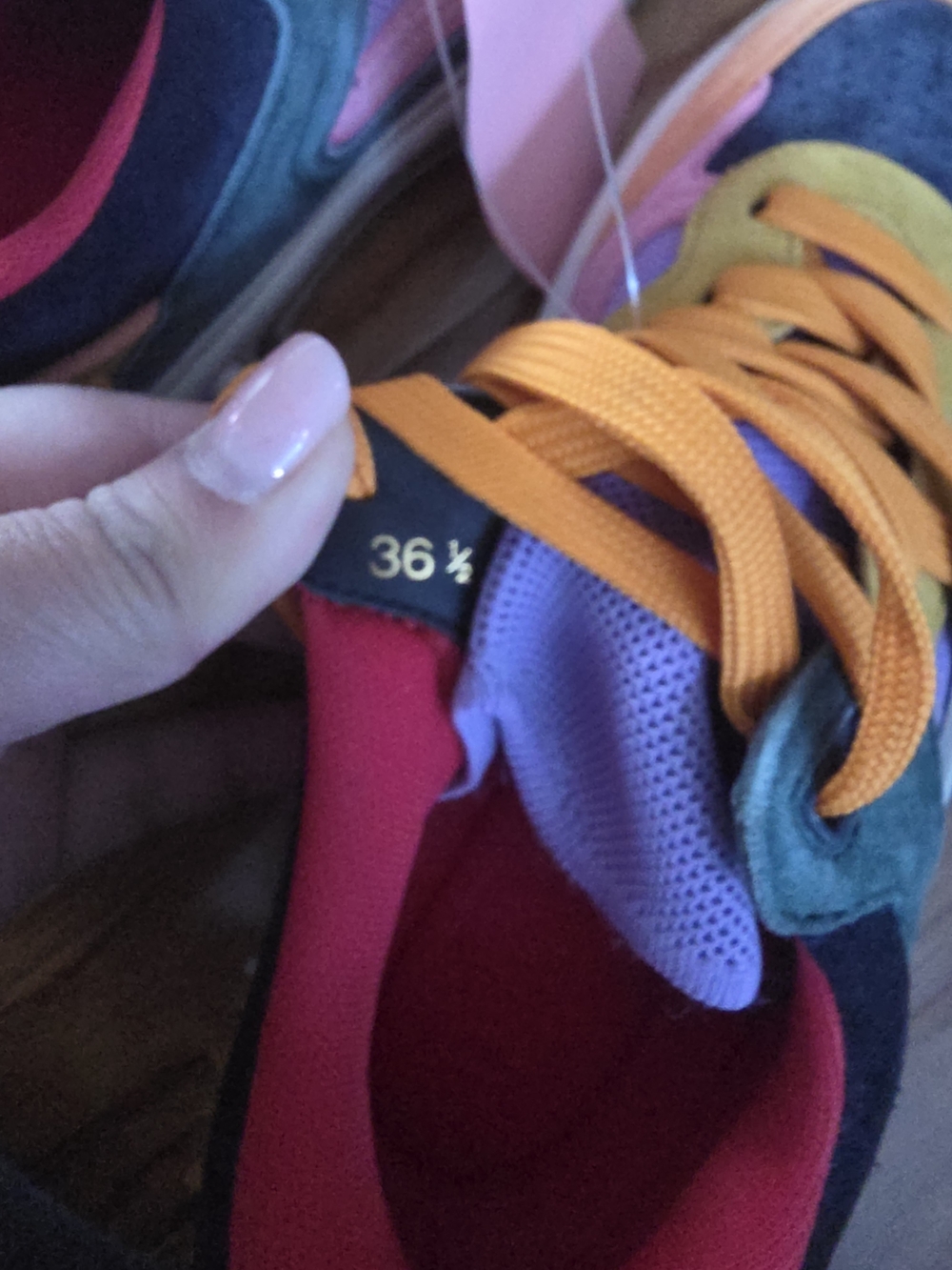 Christian Louboutin Multicolor Suede & Mesh Low-Top Sneakers with Orange Laces - Picture 6 of 8